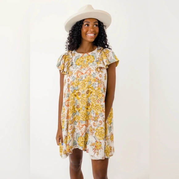 Free People Women's Yara Printed Mini Dress, Tea Combo - Picture 1 of 16